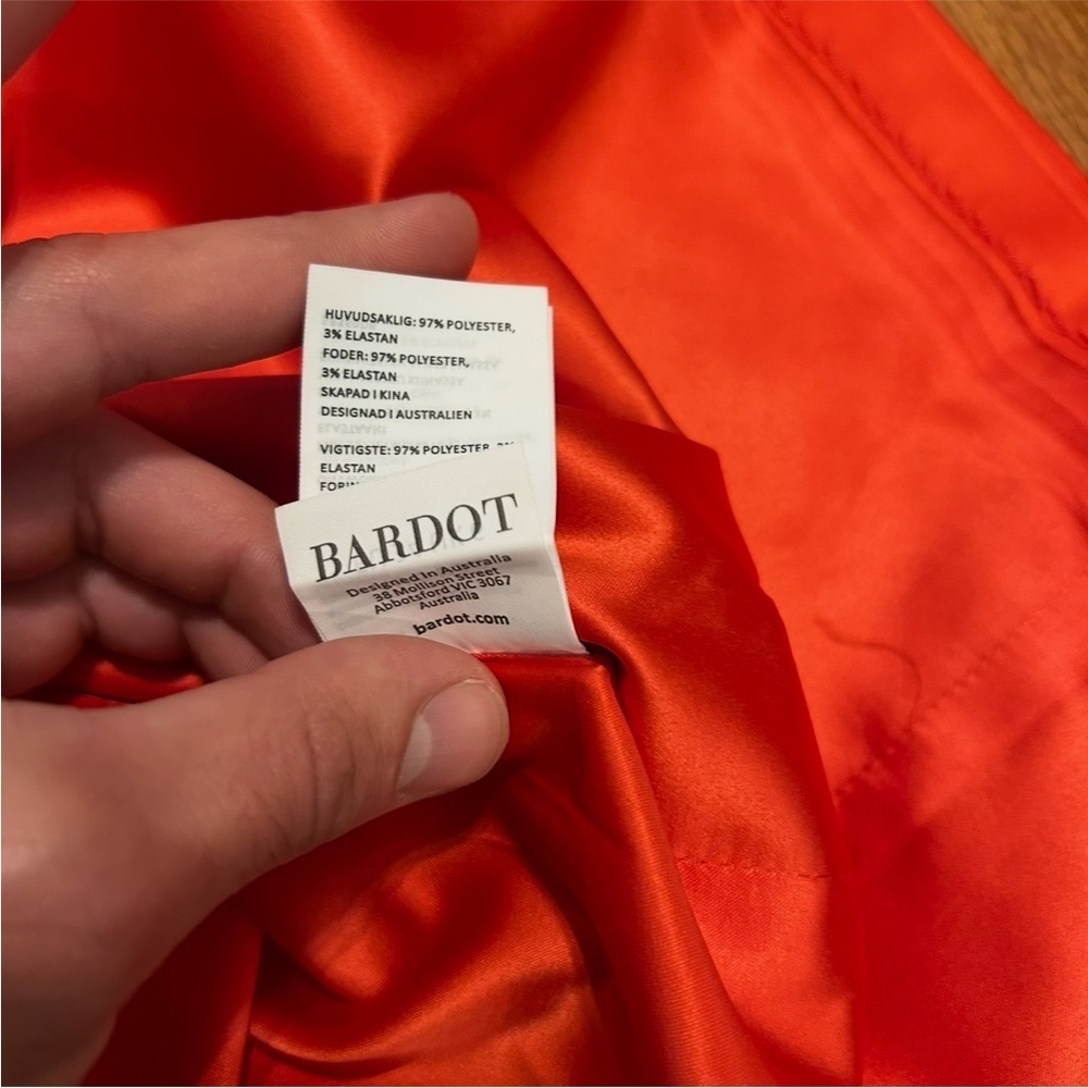 Bardot Red Satin Corset Midi Dress New With Tags Statement Evening XS - Picture 6 of 7